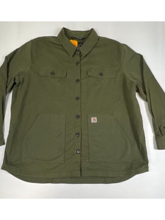 Carhartt Tops - Carhartt Women XXL Green Rugged Flex Loose Fit Midweight Twill Shirt NWT